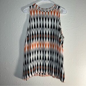 Size XL Worthington Sleeveless Geometric Print Camisole - Orange, Black, White